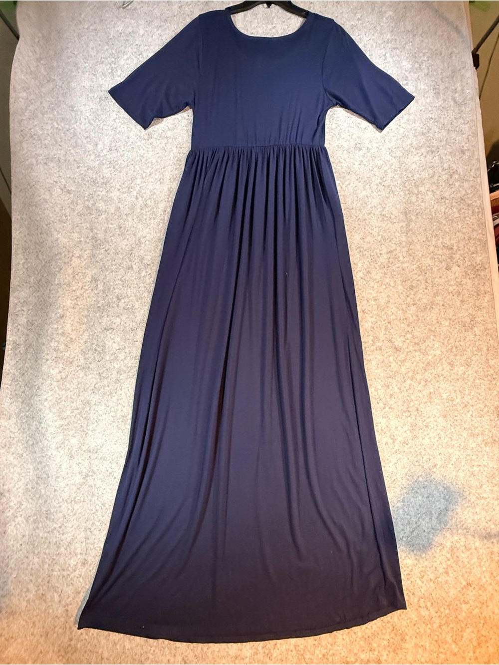 Zenana Outfitters Navy Blue Extra Long Maxi Dress Large Pockets Stretch - Picture 6 of 8